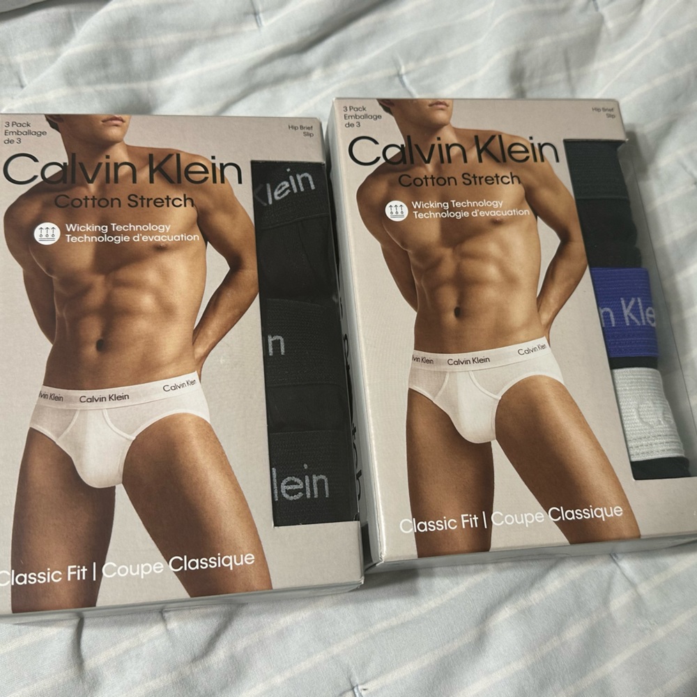 MENS Calvin Klein cotton stretch briefs. 6 pair Black. Brand new in box. Size XL